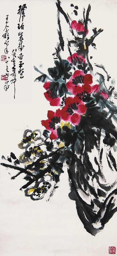 王个簃 1983年作 花卉立轴 立轴